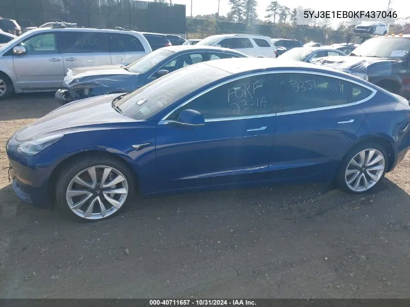 2019 Tesla Model 3 Long Range/Performance VIN: 5YJ3E1EB0KF437046 Lot: 40711657