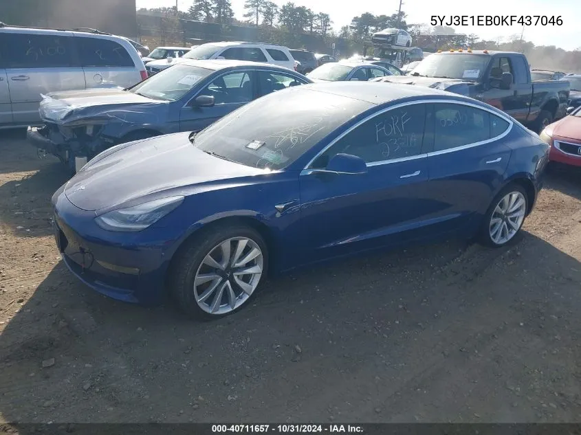 2019 Tesla Model 3 Long Range/Performance VIN: 5YJ3E1EB0KF437046 Lot: 40711657