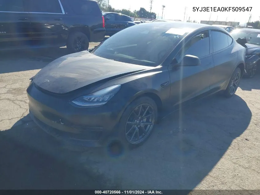 2019 Tesla Model 3 Long Range/Mid Range/Standard Range/Standard Range Plus VIN: 5YJ3E1EA0KF509547 Lot: 40720566