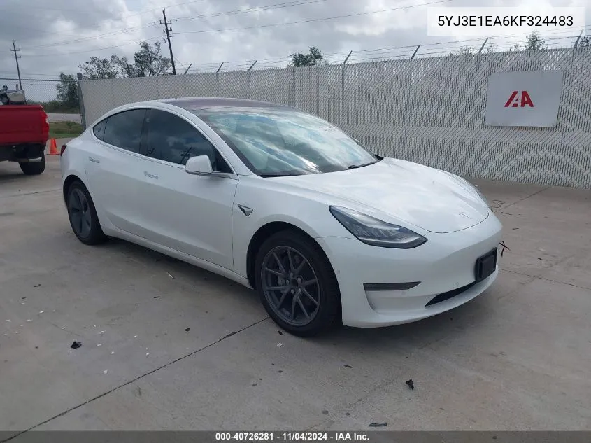 2019 Tesla Model 3 VIN: 5YJ3E1EA6KF324483 Lot: 40726281