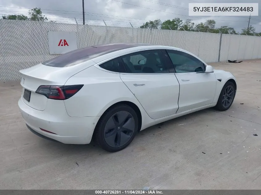 2019 Tesla Model 3 VIN: 5YJ3E1EA6KF324483 Lot: 40726281