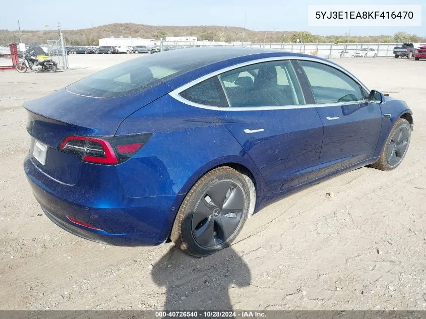 2019 Tesla Model 3 Long Range/Mid Range/Standard Range/Standard Range Plus VIN: 5YJ3E1EA8KF416470 Lot: 40726540