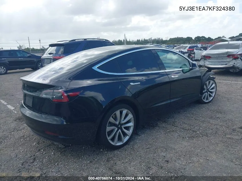 2019 Tesla Model 3 Long Range/Mid Range/Standard Range/Standard Range Plus VIN: 5YJ3E1EA7KF324380 Lot: 40756074