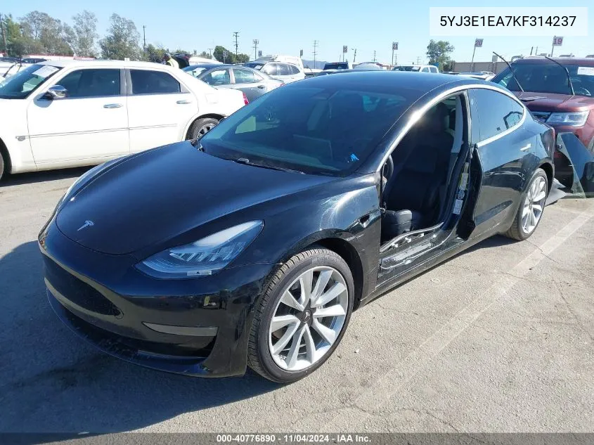 2019 Tesla Model 3 Long Range/Mid Range/Standard Range/Standard Range Plus VIN: 5YJ3E1EA7KF314237 Lot: 40776890