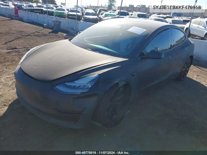 2019 Tesla Model 3 Long Range/Performance VIN: 5YJ3E1EBXKF476968 Lot: 40778019