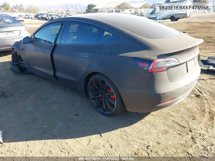 2019 Tesla Model 3 Long Range/Performance VIN: 5YJ3E1EBXKF476968 Lot: 40778019