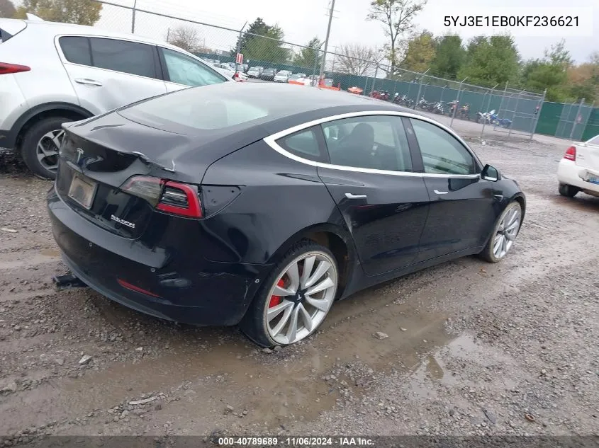 2019 Tesla Model 3 Long Range/Performance VIN: 5YJ3E1EB0KF236621 Lot: 40789689