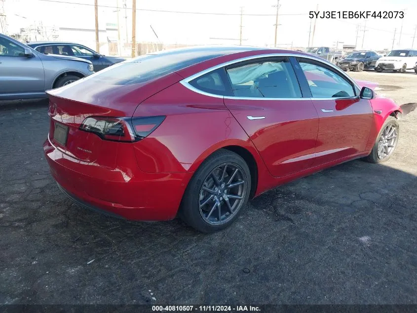 2019 Tesla Model 3 Long Range/Performance VIN: 5YJ3E1EB6KF442073 Lot: 40810507