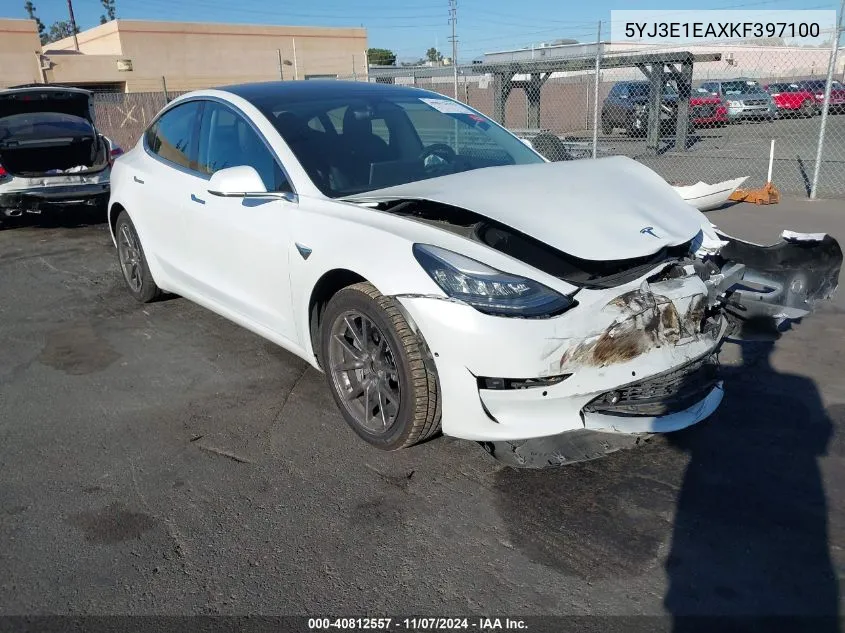 2019 Tesla Model 3 Long Range/Mid Range/Standard Range/Standard Range Plus VIN: 5YJ3E1EAXKF397100 Lot: 40812557