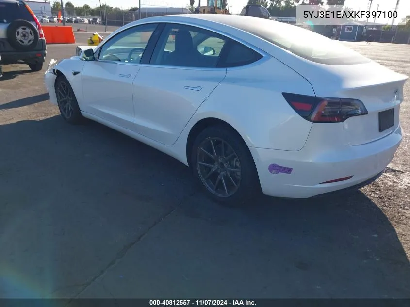 2019 Tesla Model 3 Long Range/Mid Range/Standard Range/Standard Range Plus VIN: 5YJ3E1EAXKF397100 Lot: 40812557