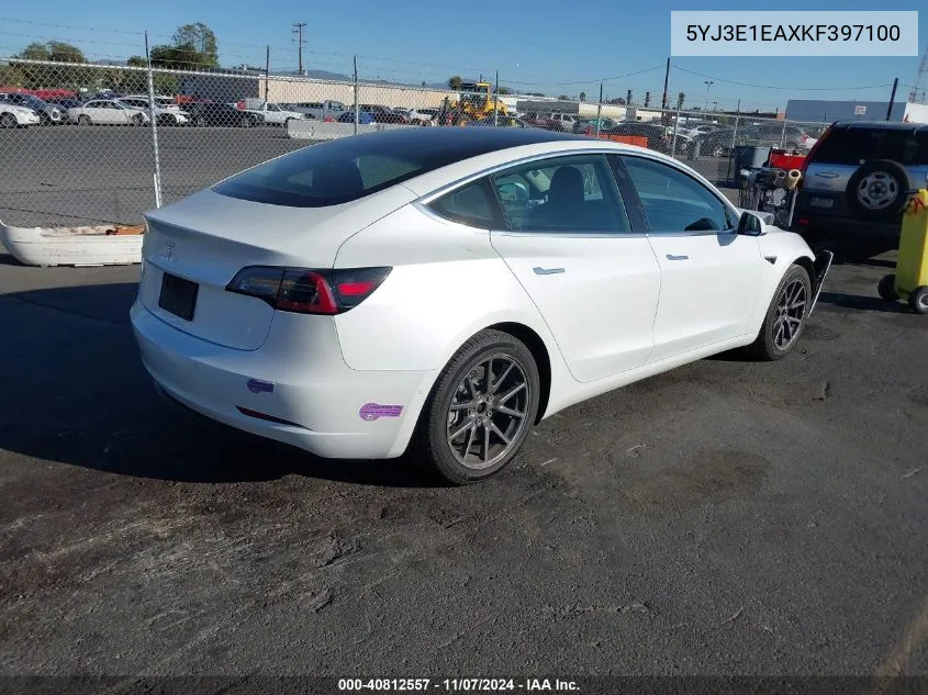 2019 Tesla Model 3 Long Range/Mid Range/Standard Range/Standard Range Plus VIN: 5YJ3E1EAXKF397100 Lot: 40812557