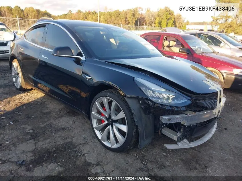 2019 Tesla Model 3 Long Range/Performance VIN: 5YJ3E1EB9KF438406 Lot: 40821763