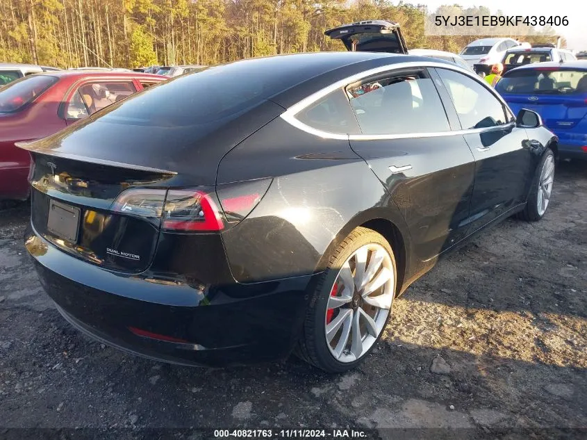 2019 Tesla Model 3 Long Range/Performance VIN: 5YJ3E1EB9KF438406 Lot: 40821763