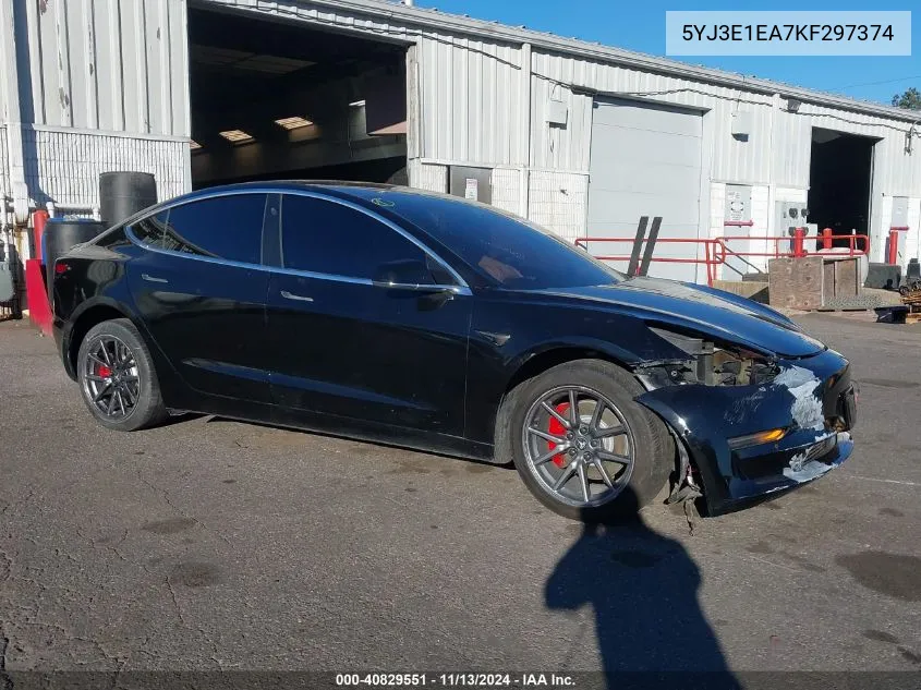 2019 Tesla Model 3 Long Range/Mid Range/Standard Range/Standard Range Plus VIN: 5YJ3E1EA7KF297374 Lot: 40829551