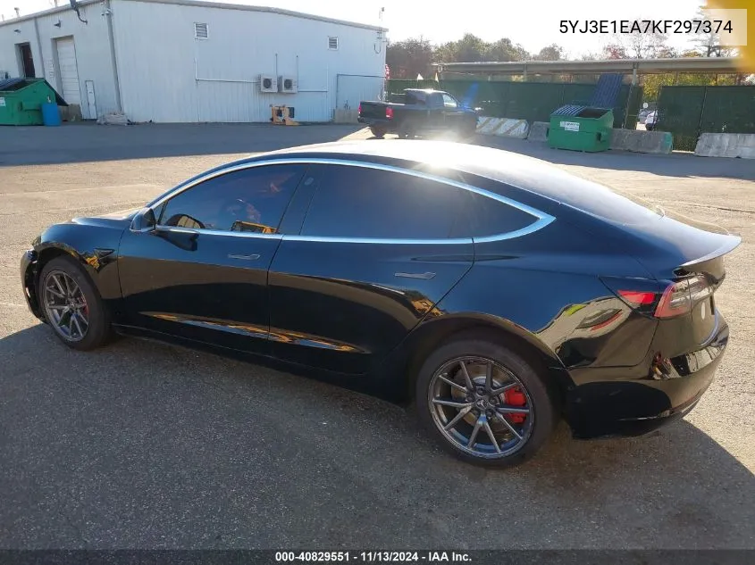 2019 Tesla Model 3 Long Range/Mid Range/Standard Range/Standard Range Plus VIN: 5YJ3E1EA7KF297374 Lot: 40829551