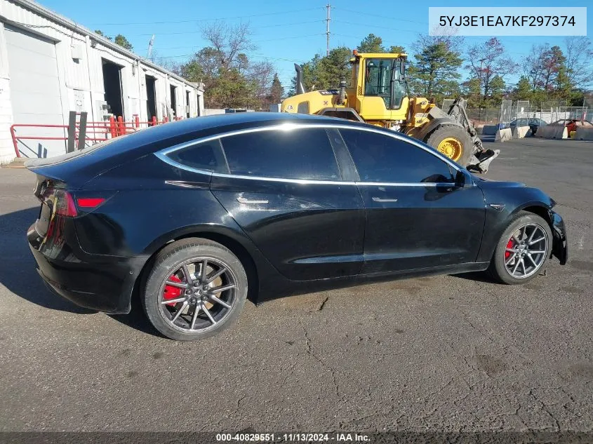 2019 Tesla Model 3 Long Range/Mid Range/Standard Range/Standard Range Plus VIN: 5YJ3E1EA7KF297374 Lot: 40829551