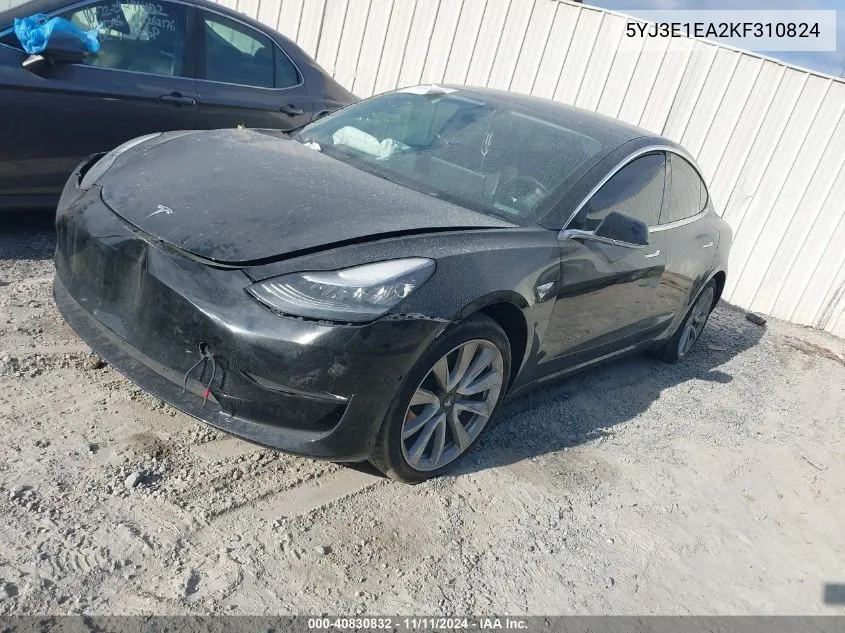 2019 Tesla Model 3 Long Range/Mid Range/Standard Range/Standard Range Plus VIN: 5YJ3E1EA2KF310824 Lot: 40830832