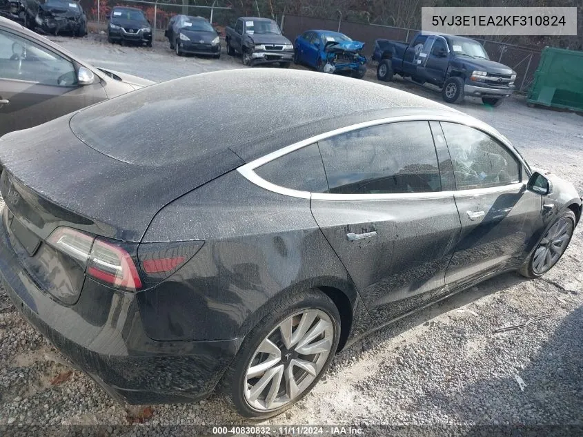 2019 Tesla Model 3 Long Range/Mid Range/Standard Range/Standard Range Plus VIN: 5YJ3E1EA2KF310824 Lot: 40830832