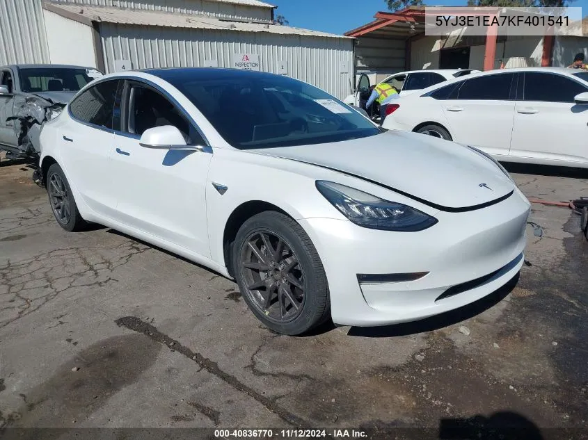 5YJ3E1EA7KF401541 2019 Tesla Model 3 Long Range/Mid Range/Standard Range/Standard Range Plus