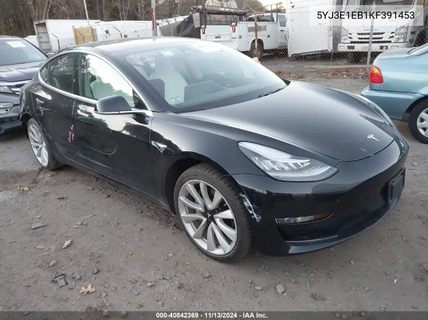 2019 Tesla Model 3 Long Range/Performance VIN: 5YJ3E1EB1KF391453 Lot: 40842369