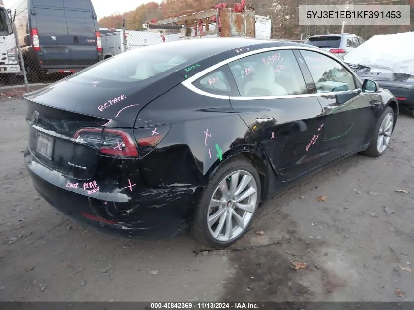 2019 Tesla Model 3 Long Range/Performance VIN: 5YJ3E1EB1KF391453 Lot: 40842369