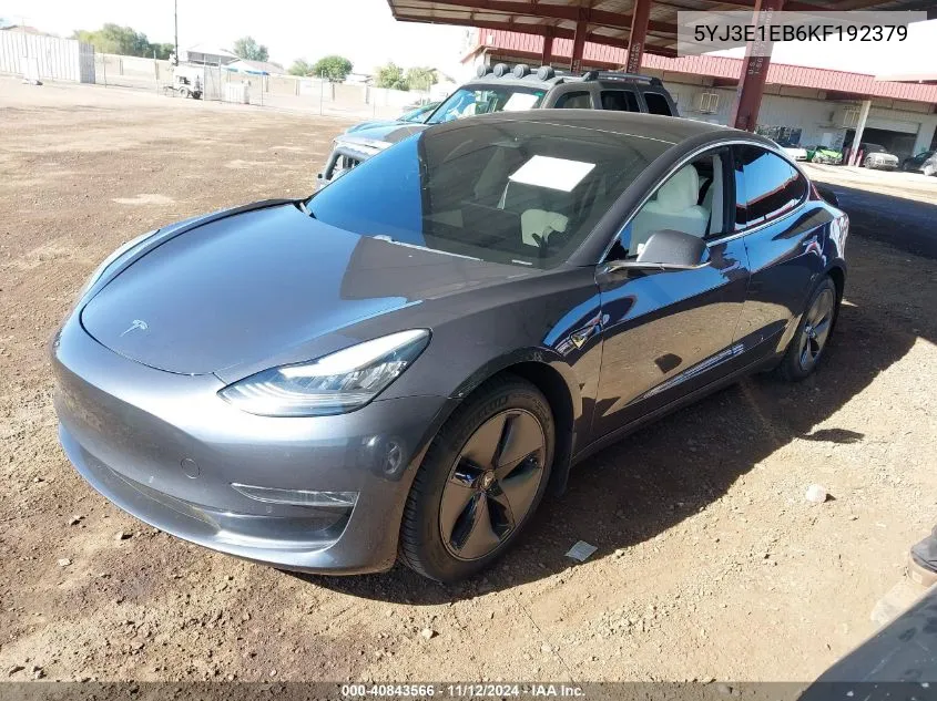 2019 Tesla Model 3 Long Range/Performance VIN: 5YJ3E1EB6KF192379 Lot: 40843566