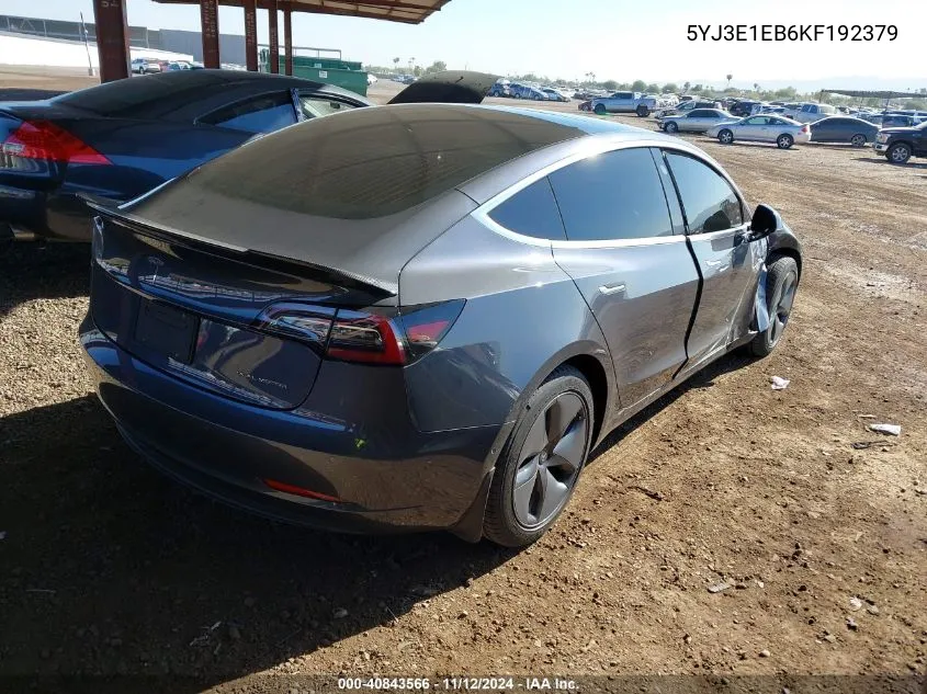 2019 Tesla Model 3 Long Range/Performance VIN: 5YJ3E1EB6KF192379 Lot: 40843566