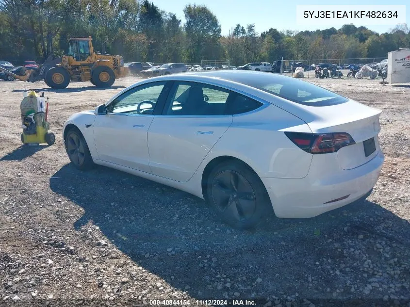 2019 Tesla Model 3 Long Range/Mid Range/Standard Range/Standard Range Plus VIN: 5YJ3E1EA1KF482634 Lot: 40844154