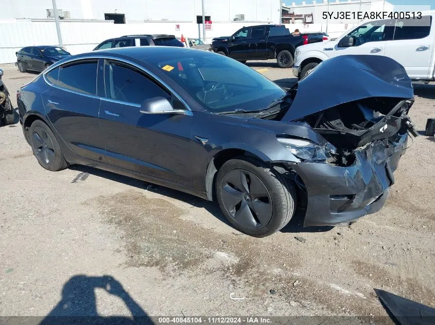 2019 Tesla Model 3 Long Range/Mid Range/Standard Range/Standard Range Plus VIN: 5YJ3E1EA8KF400513 Lot: 40845104