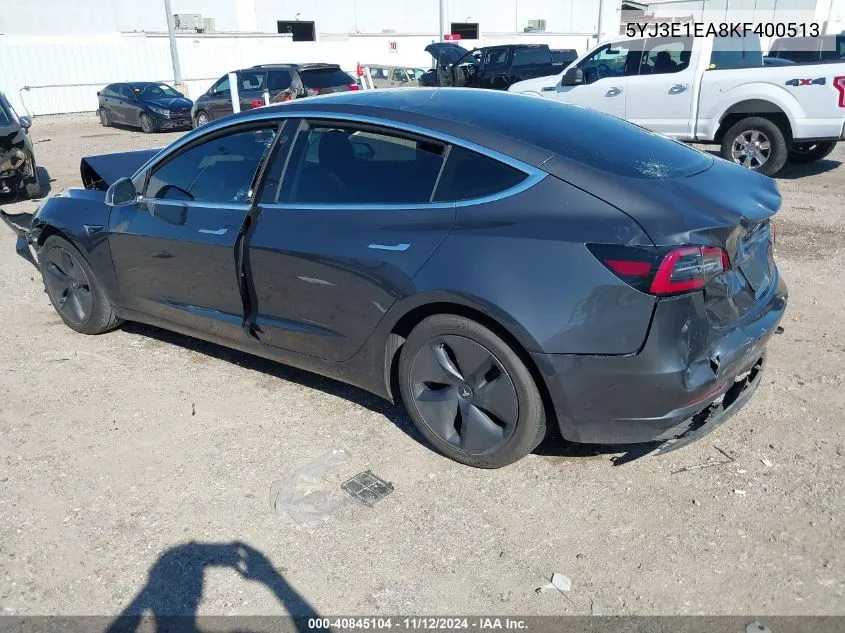 2019 Tesla Model 3 Long Range/Mid Range/Standard Range/Standard Range Plus VIN: 5YJ3E1EA8KF400513 Lot: 40845104