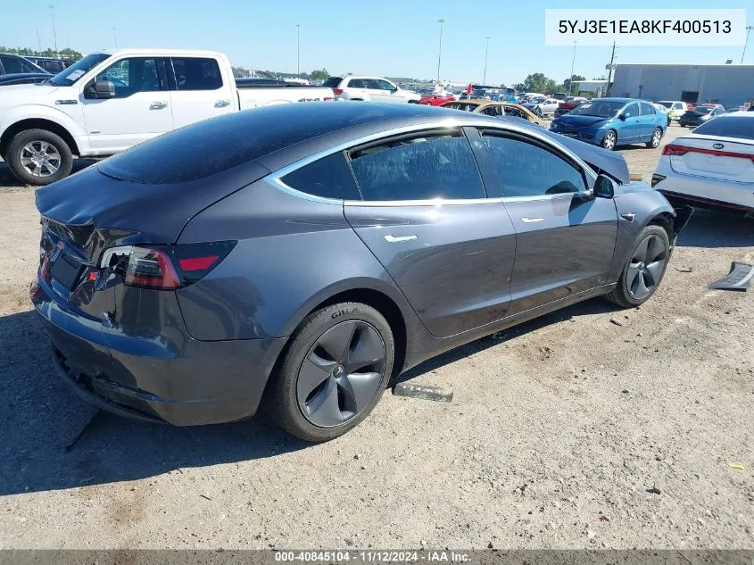 2019 Tesla Model 3 Long Range/Mid Range/Standard Range/Standard Range Plus VIN: 5YJ3E1EA8KF400513 Lot: 40845104