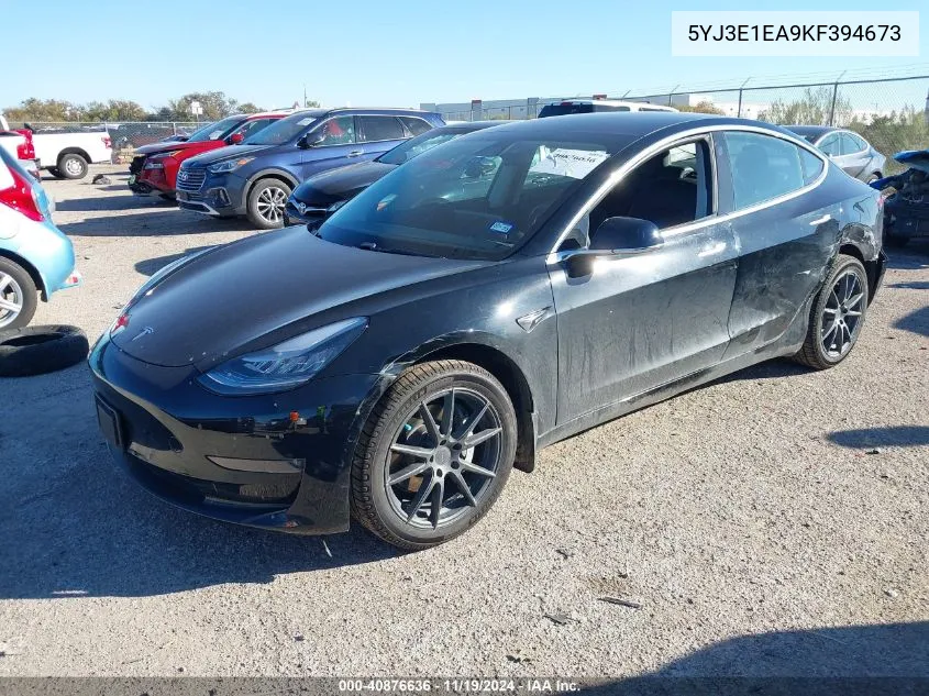 2019 Tesla Model 3 Long Range/Mid Range/Standard Range/Standard Range Plus VIN: 5YJ3E1EA9KF394673 Lot: 40876636