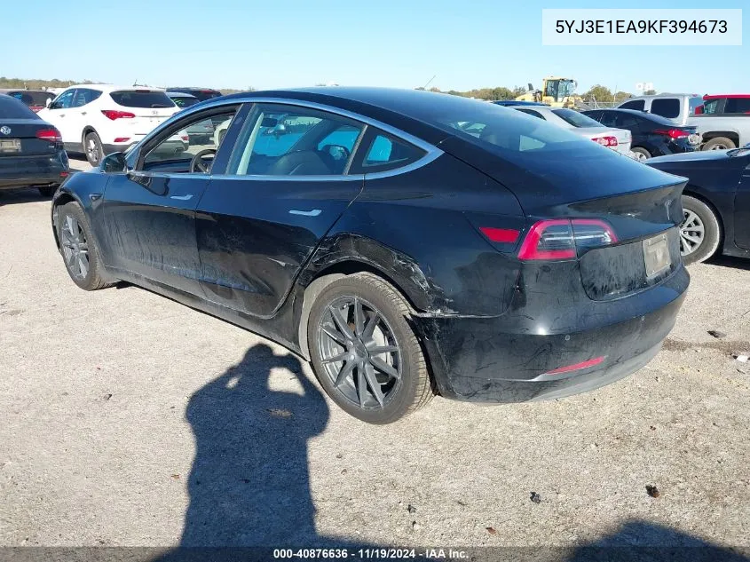 2019 Tesla Model 3 Long Range/Mid Range/Standard Range/Standard Range Plus VIN: 5YJ3E1EA9KF394673 Lot: 40876636