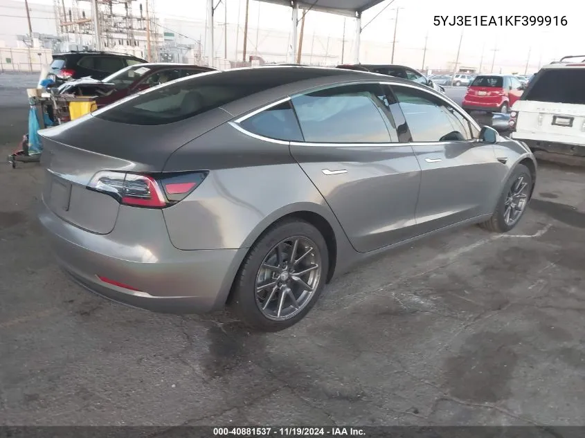 2019 Tesla Model 3 Long Range/Mid Range/Standard Range/Standard Range Plus VIN: 5YJ3E1EA1KF399916 Lot: 40881537