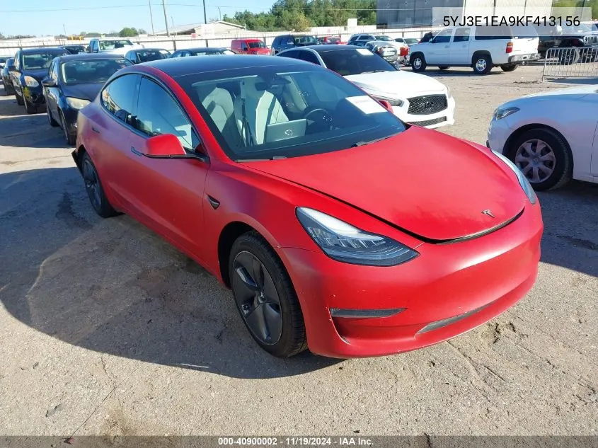 2019 Tesla Model 3 Long Range/Mid Range/Standard Range/Standard Range Plus VIN: 5YJ3E1EA9KF413156 Lot: 40900002