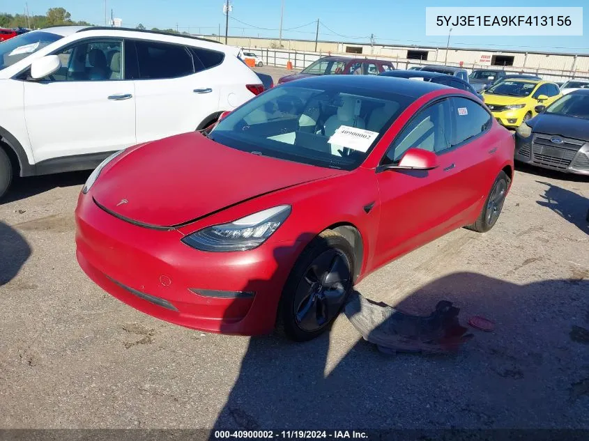 2019 Tesla Model 3 Long Range/Mid Range/Standard Range/Standard Range Plus VIN: 5YJ3E1EA9KF413156 Lot: 40900002