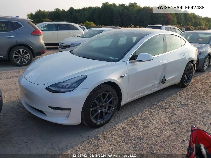 2020 Tesla Model 3 VIN: 5YJ3E1EA4LF642488 Lot: 12103742