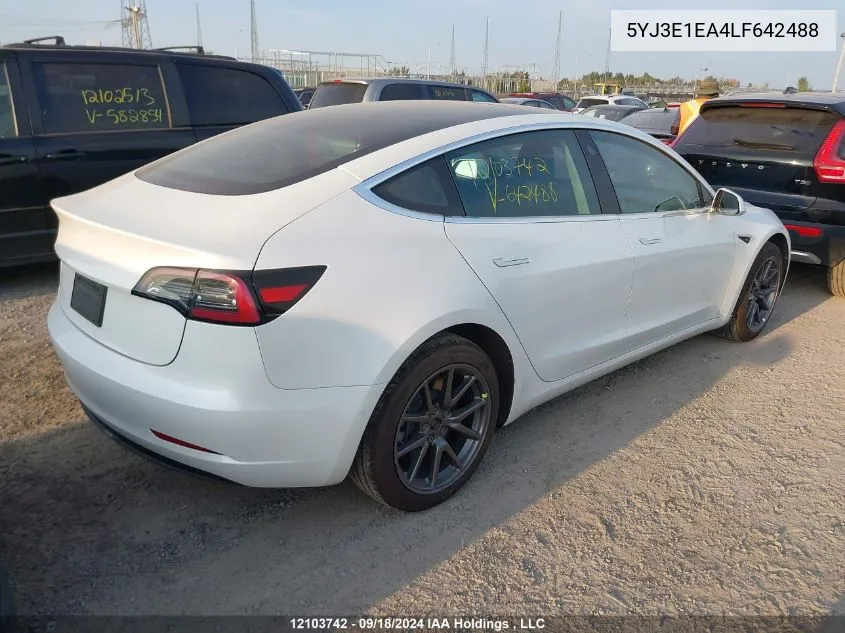 2020 Tesla Model 3 VIN: 5YJ3E1EA4LF642488 Lot: 12103742