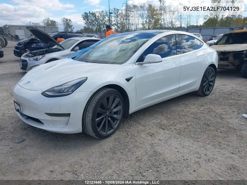 2020 Tesla Model 3 VIN: 5YJ3E1EA2LF704129 Lot: 12121645