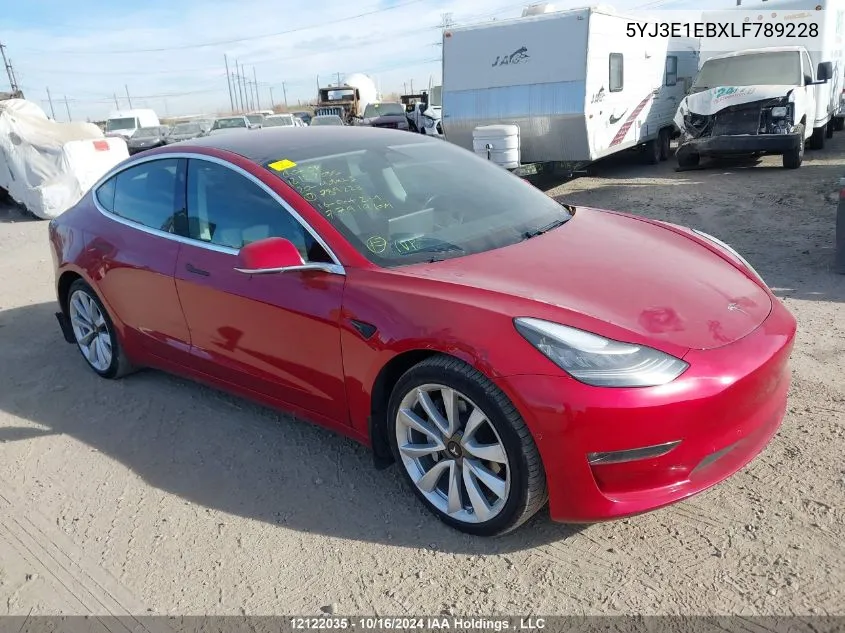 5YJ3E1EBXLF789228 2020 Tesla Model 3