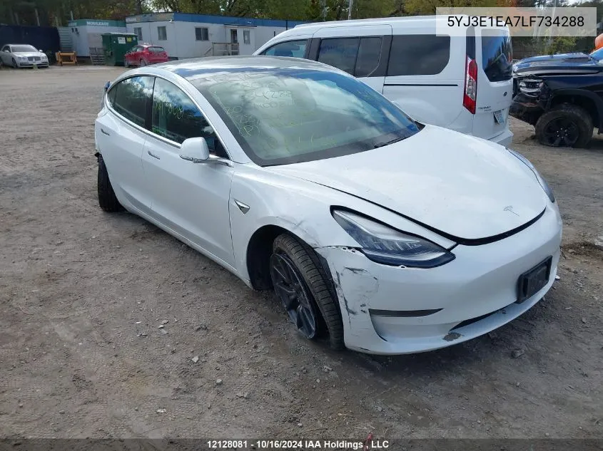 2020 Tesla Model 3 VIN: 5YJ3E1EA7LF734288 Lot: 12128081