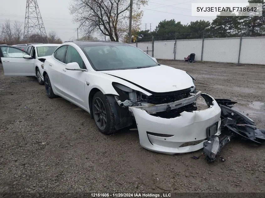 2020 Tesla Model 3 VIN: 5YJ3E1EA7LF718642 Lot: 12151605