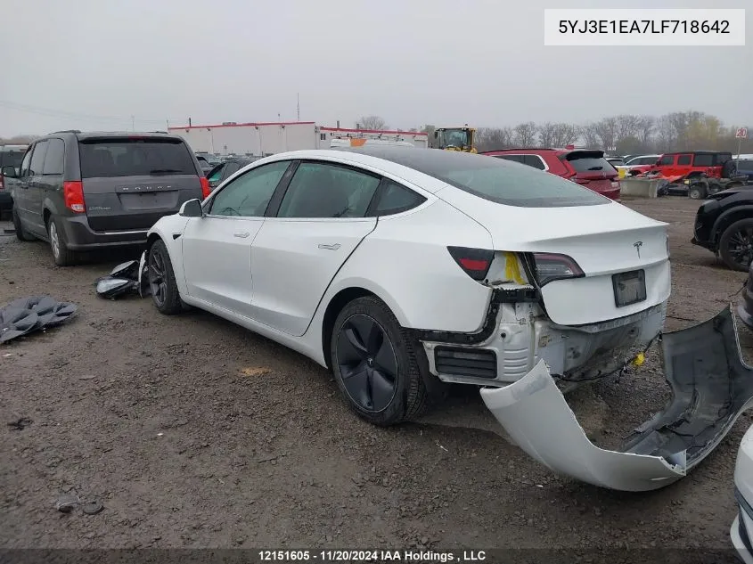 2020 Tesla Model 3 VIN: 5YJ3E1EA7LF718642 Lot: 12151605