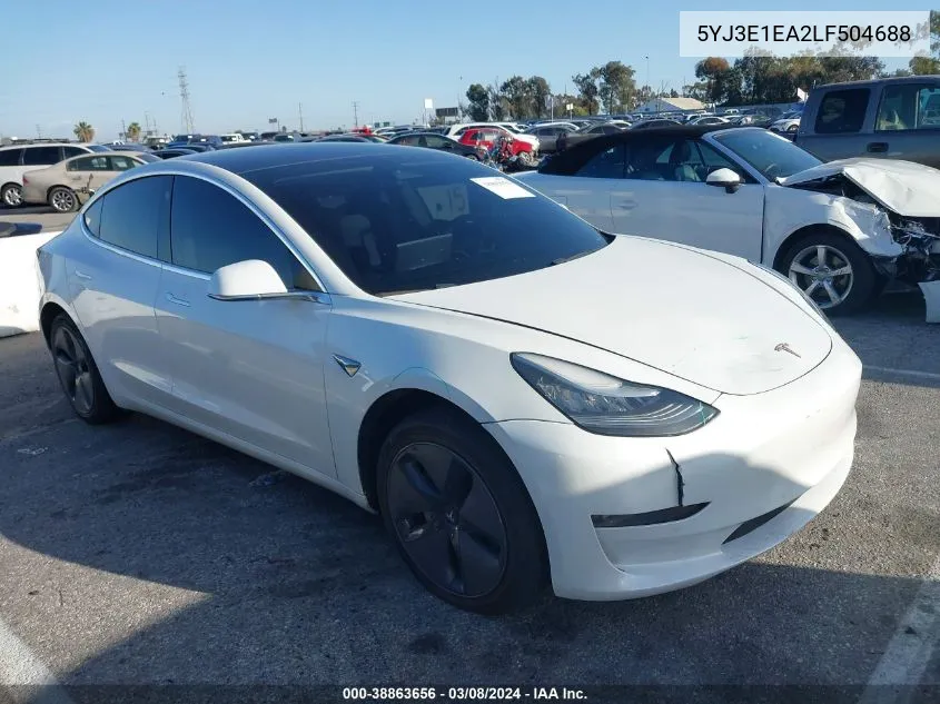 2020 Tesla Model 3 Standard Range Plus Rear-Wheel Drive/Standard Range Rear-Wheel Drive VIN: 5YJ3E1EA2LF504688 Lot: 38863656