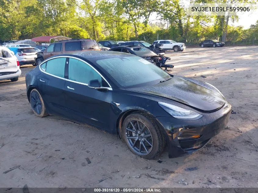 2020 Tesla Model 3 Long Range Dual Motor All-Wheel Drive VIN: 5YJ3E1EB9LF599906 Lot: 39316120