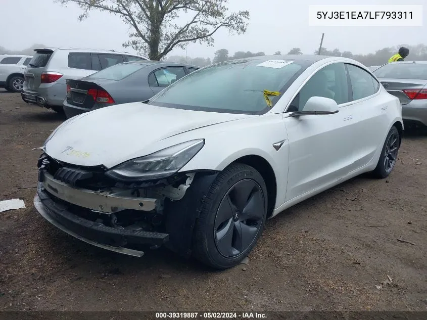 2020 Tesla Model 3 Standard Range Plus Rear-Wheel Drive/Standard Range Rear-Wheel Drive VIN: 5YJ3E1EA7LF793311 Lot: 39319887