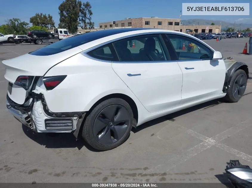 2020 Tesla Model 3 Standard Range Plus Rear-Wheel Drive/Standard Range Rear-Wheel Drive VIN: 5YJ3E1EA8LF613706 Lot: 39347938