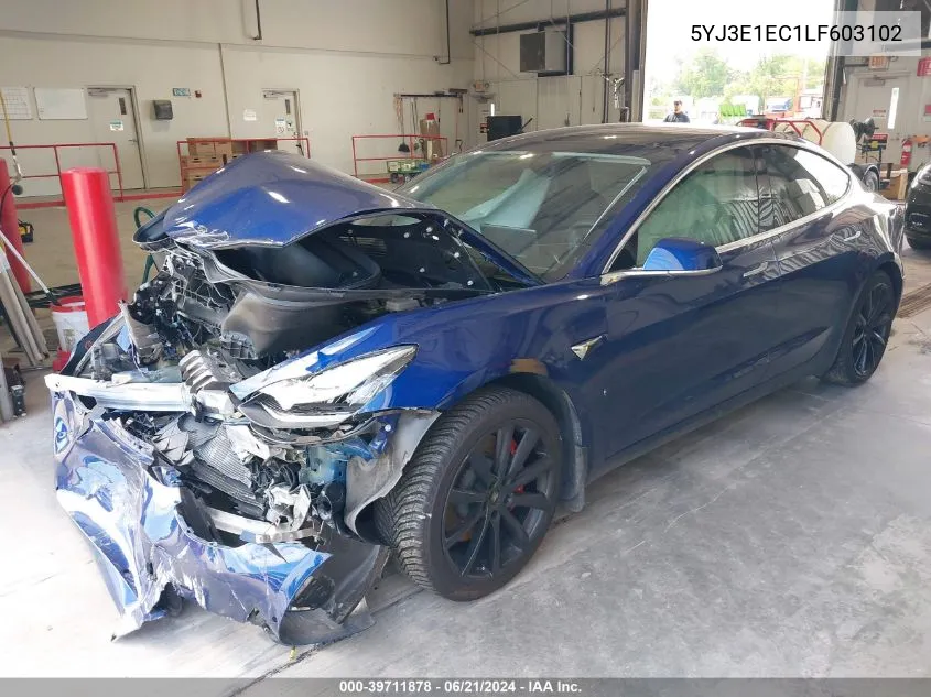 2020 Tesla Model 3 Performance Dual Motor All-Wheel Drive VIN: 5YJ3E1EC1LF603102 Lot: 39711878