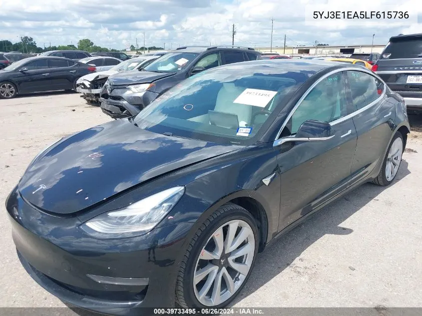 2020 Tesla Model 3 Standard Range Plus Rear-Wheel Drive/Standard Range Rear-Wheel Drive VIN: 5YJ3E1EA5LF615736 Lot: 39733495