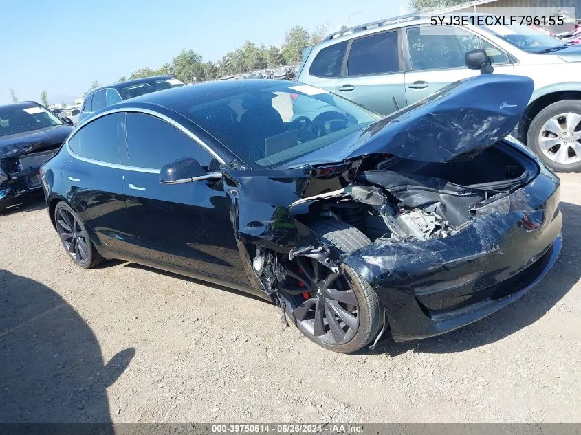 2020 Tesla Model 3 Performance Dual Motor All-Wheel Drive VIN: 5YJ3E1ECXLF796155 Lot: 39750614